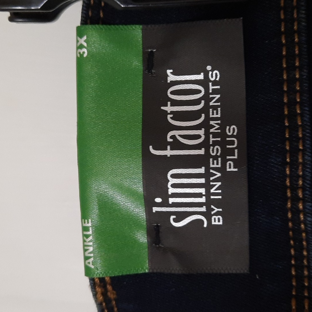 NWT SLIM FACTOR BY INVESTMENTS MIDNIGHT WASH ANKLE DENIM JEANS SZ 3X - Picture 13 of 15
